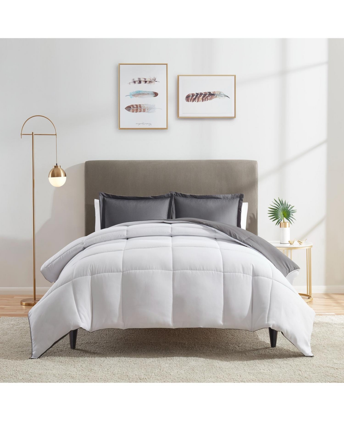 Empyrean Bedding Down Alternative Comforter, All Season Quilted Duvet Insert -grey