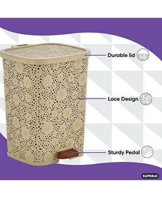 Mini 1.5 Gallon Step On Trash Can with Lid Lace Design