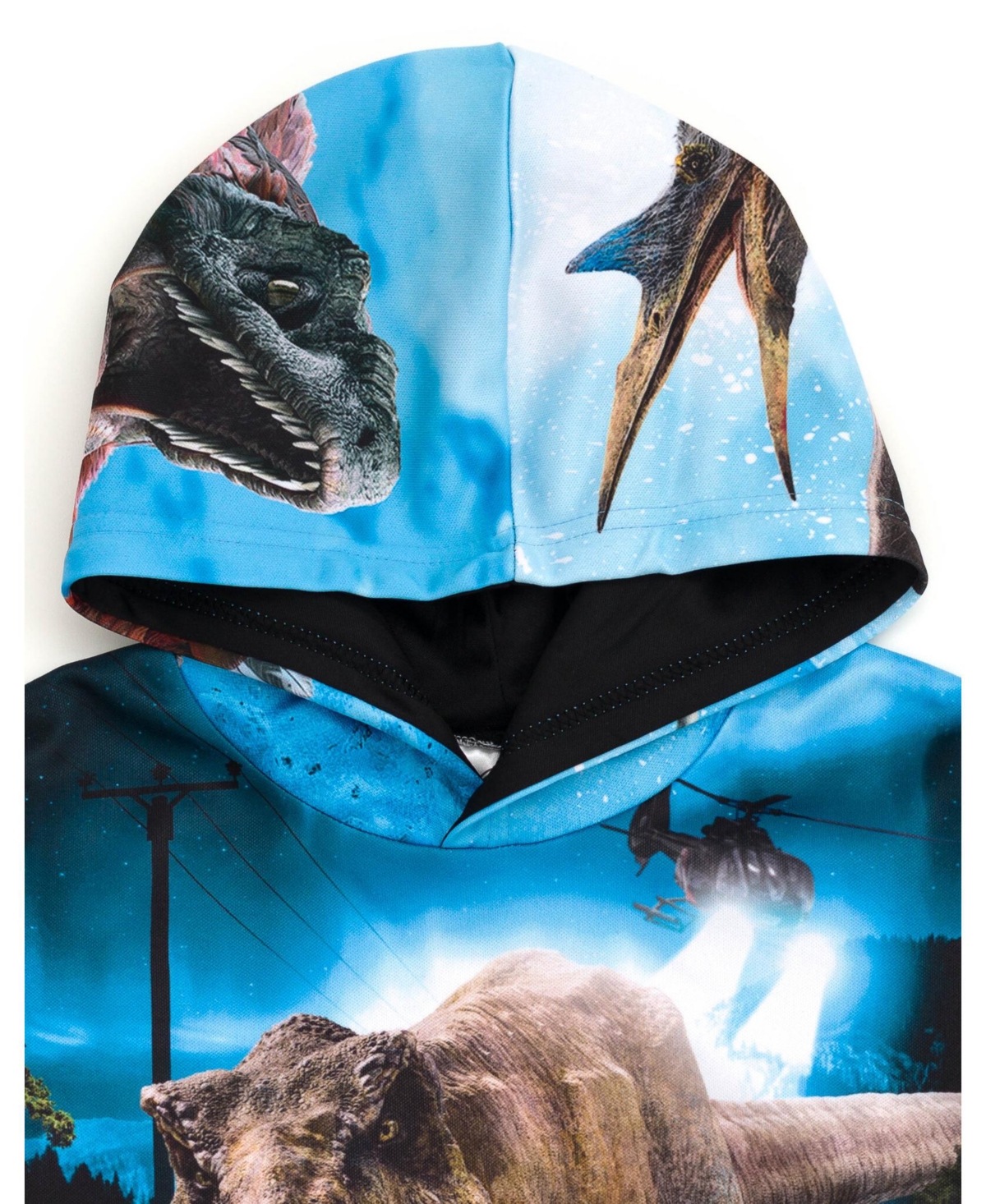 Jurassic World Little Boys Park Blue T-Rex Fleece Pullover Hoodie to