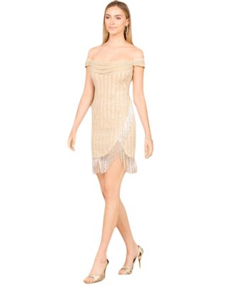 Women's Off Shoulder Fringe Wrap Dress