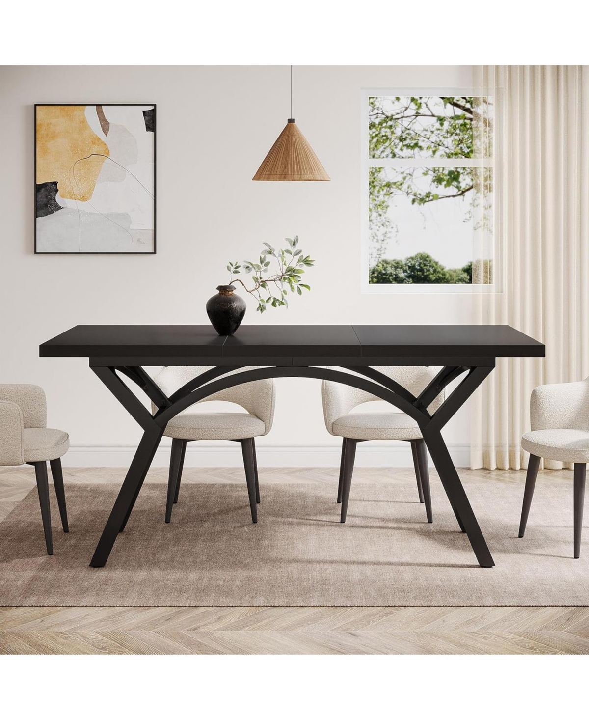 Tribesigns 63-Inch Dining Table for 4-6, ModernKitchen Table, Rectangular Dining Room Table Dinner Table for Kitchen, Living Room (Table Only)