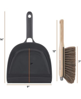 Brush &amp; Dustpan Set, Synthetic Grey &amp; White Bristles with Plastic Dustpan