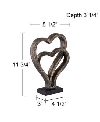Interlocking Hearts 11 3/4" High Bronze Finish Sculpture
