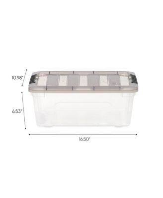 USA 13 Quart Stack & Pull Clear storage Box, Gray, 8 Pack
