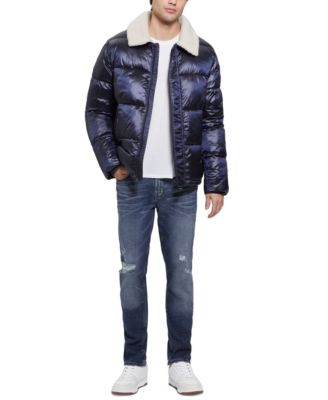 Men's Puffer Jacket with Sherpa Collar