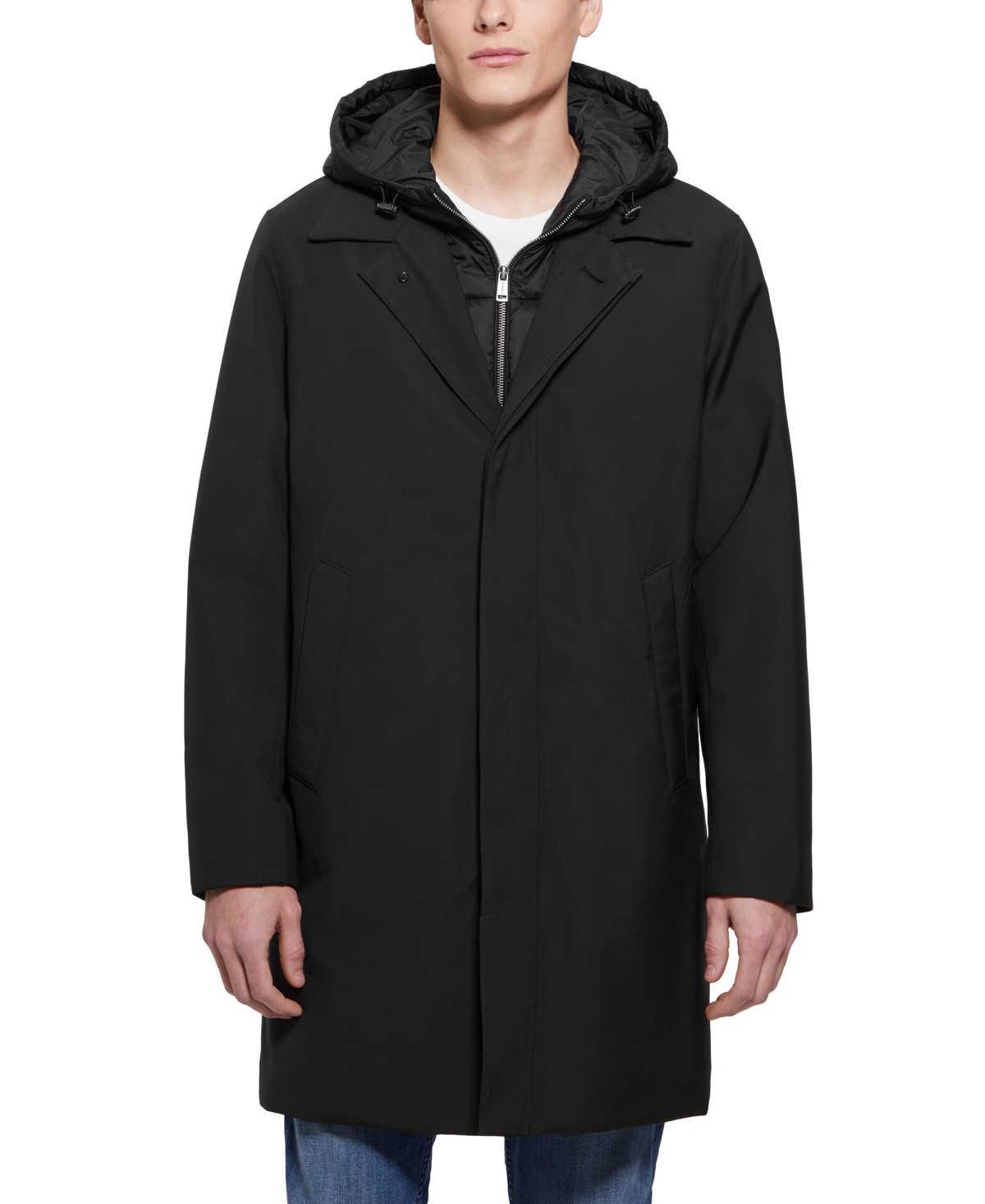 Guess Men's Colin Raincoat with Removable Nylon Hooded Inset