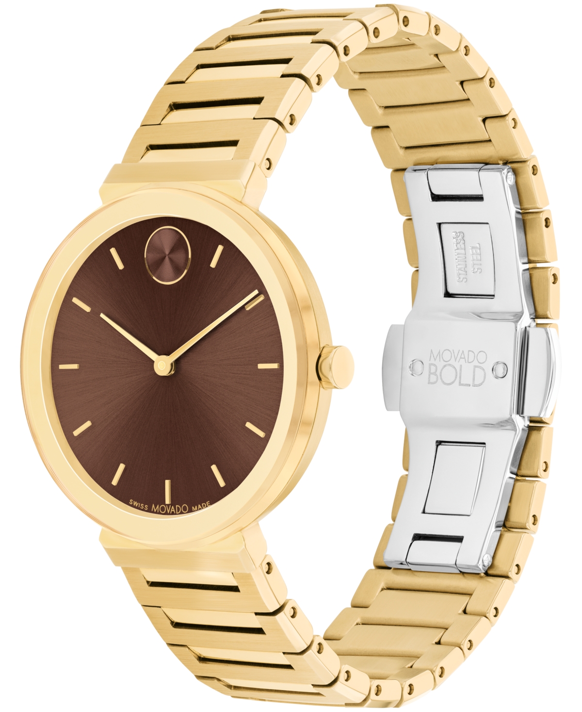 Movado Women's Bold Horizon Swiss Quartz Ionic Plated Light Gold Steel Watch 34mm In Gold-tone