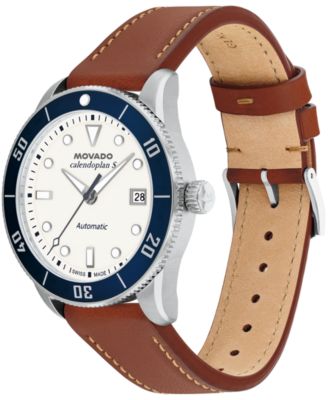 Men's Calendoplan S Swiss Automatic Cognac Leather Watch 40mm