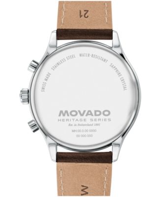 Men's Calendoplan Swiss Quartz Chrono Chocolate Leather Watch 43mm