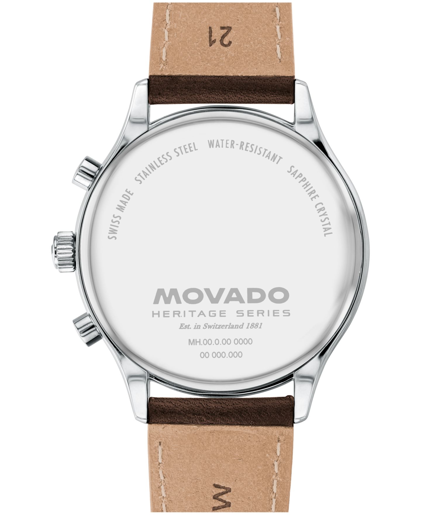 Мужские часы Movado Calendoplan Swiss Quartz Chrono Chocolate Leather 43mm — фото 3