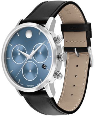 Men's Museum Classic Swiss Quartz Chrono Black Leather Watch 42mm