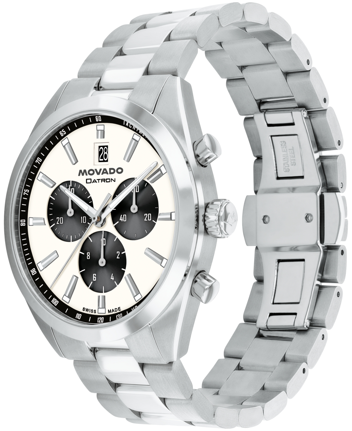 Movado Men's Datron Swiss Quartz Chrono Stainless Steel Watch 41mm In Silver-tone