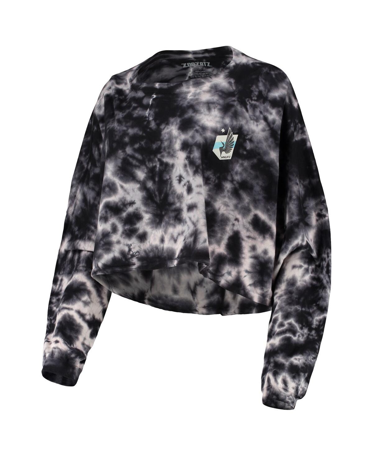 ZooZatz Women'sMinnesota United Fc Oversized Cloud-Dye Long Sleeve T-Shirt - Black