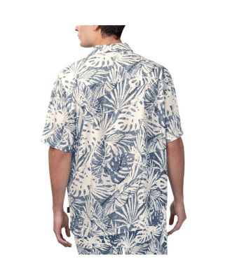 Men's Tan Denver Broncos Sand Washed Monstera Print Party Button-Up Shirt