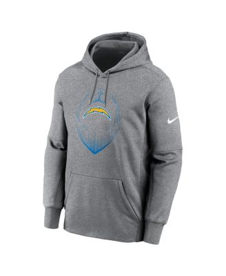 Men's Heather Gray Los Angeles Chargers Icon Performance Pullover Hoodie