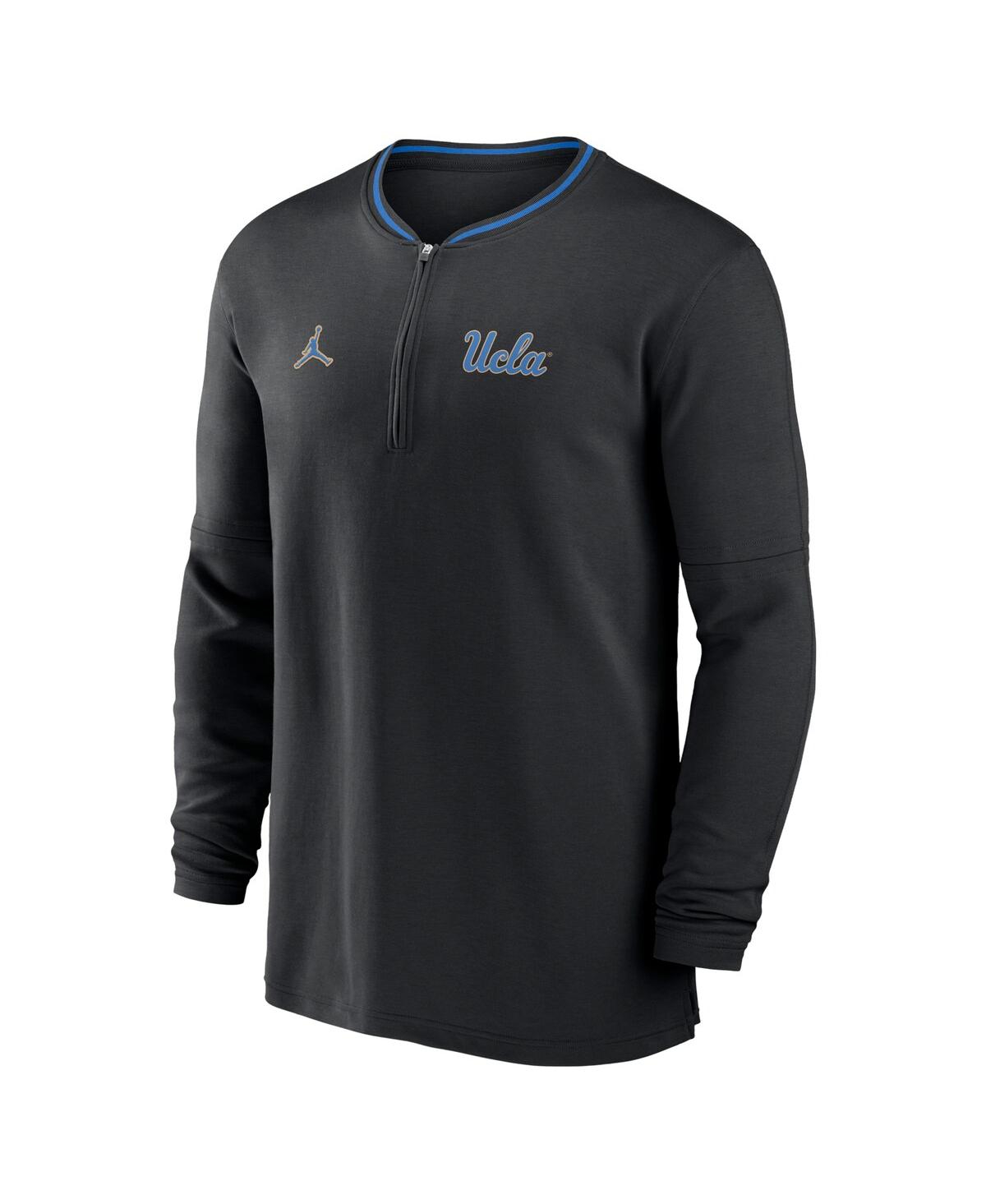 Jordan Men'sUcla Bruins 2024 Sideline Coach Performance Half-Zip Long Sleeve Top - Black, Light Blue