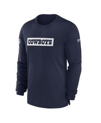Men's Navy Dallas Cowboys 2024/25 Sideline Player Tri-Blend Performance Long Sleeve T-Shirt
