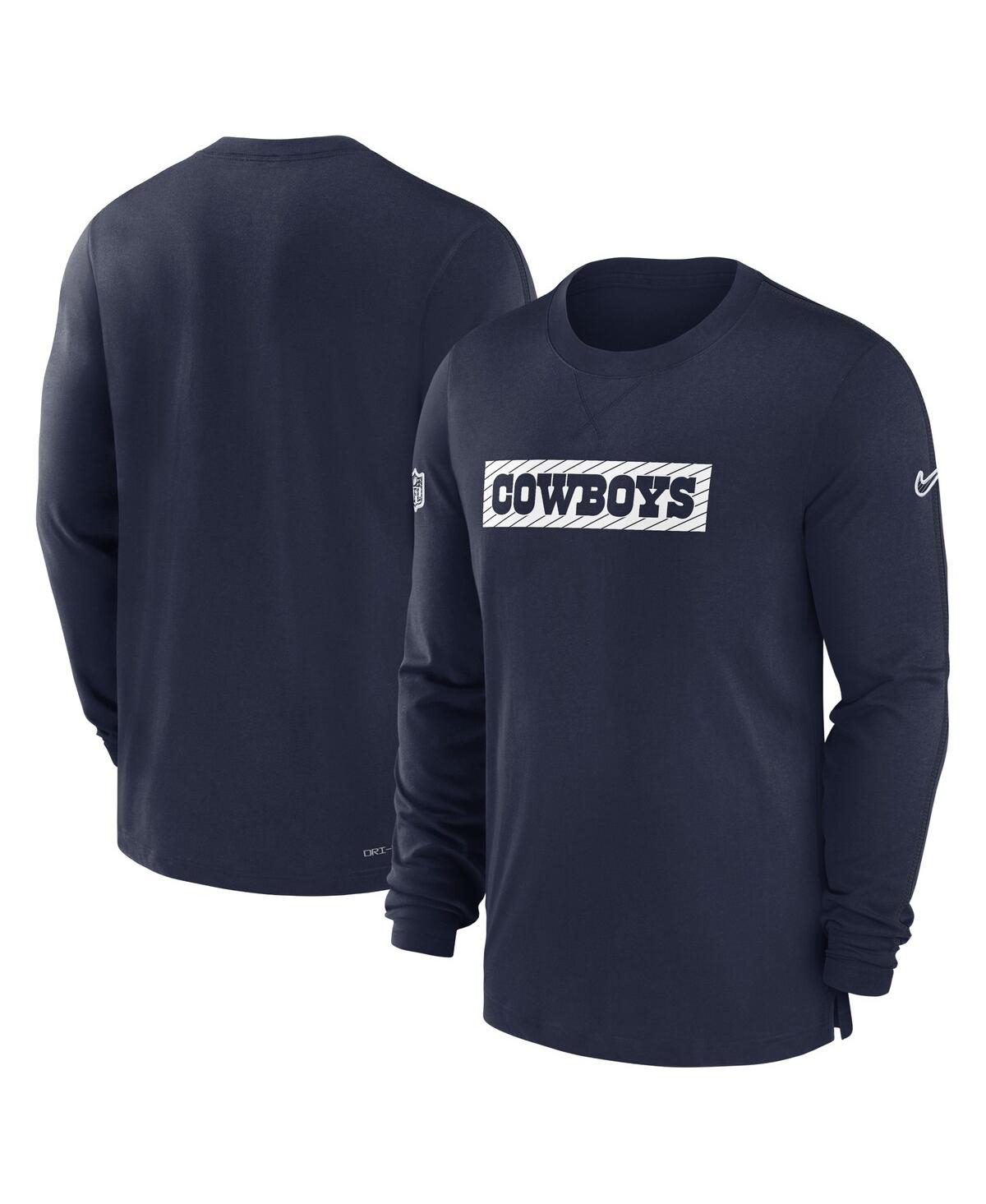 Nike Men's Navy Dallas Cowboys 2024/25 Sideline Player Tri-blend Performance Long Sleeve T-shirt In Navy