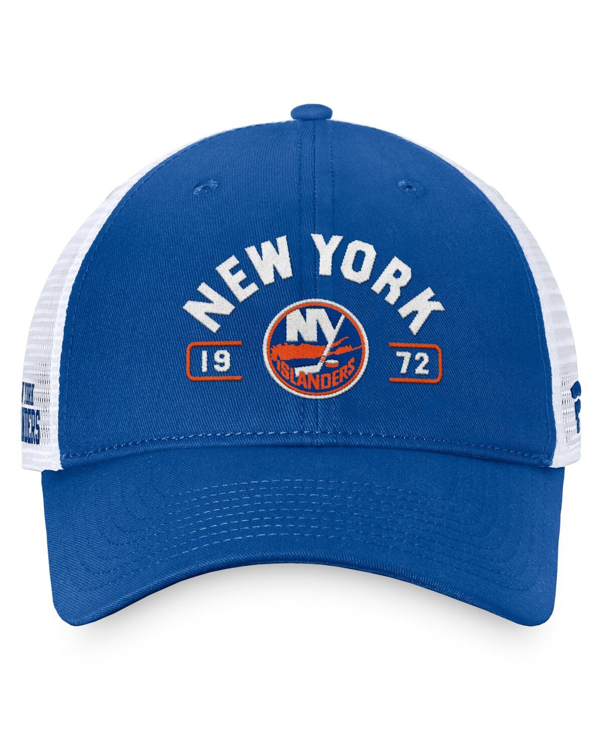Fanatics Men's Royal/white New York Islanders Free Kick Trucker Adjustable Hat In Royal,white