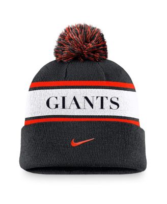 Men's Black San Francisco Giants Team Stripe Peak Cuffed Knit Hat with Pom