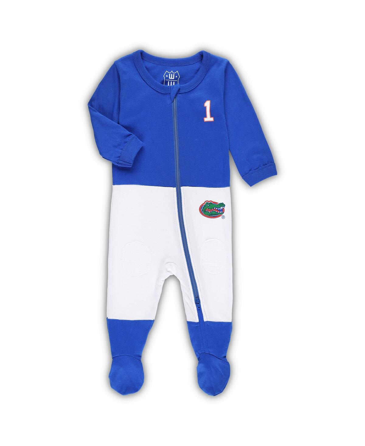 Wes & Willy Baby Boys And Girls Royal Florida Gators 1 Football Uniform Full-zip Footed Jumper In Royal
