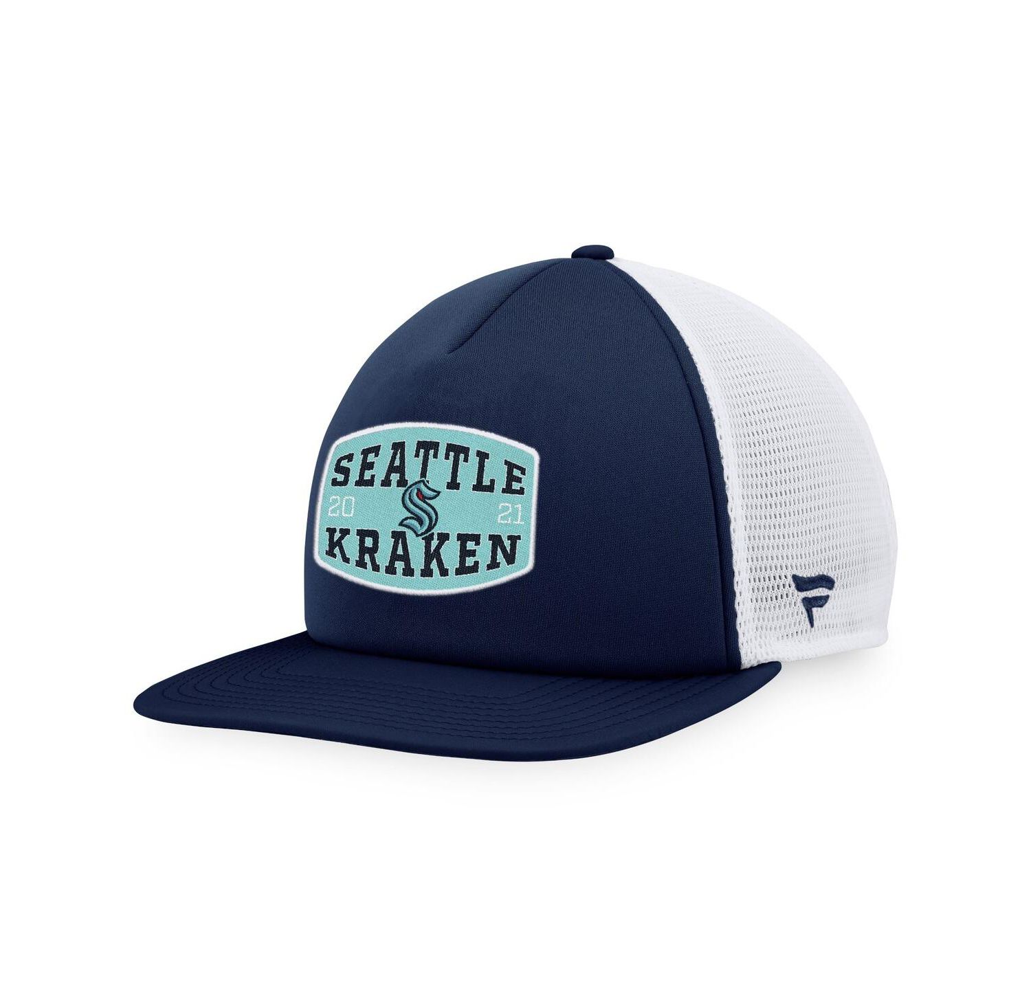 Men's Deep Sea Blue/White Seattle Kraken Foam Front Patch Trucker Snapback Hat
