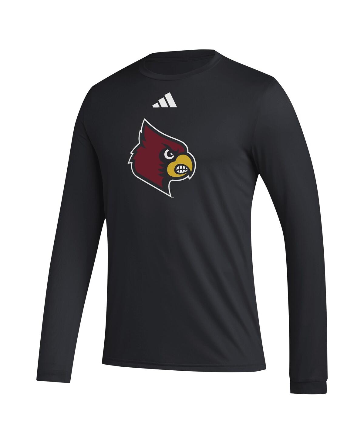 Adidas Men'sLouisville Cardinals Primary Locker Logo Pre-Game Long Sleeve T-Shirt - Black