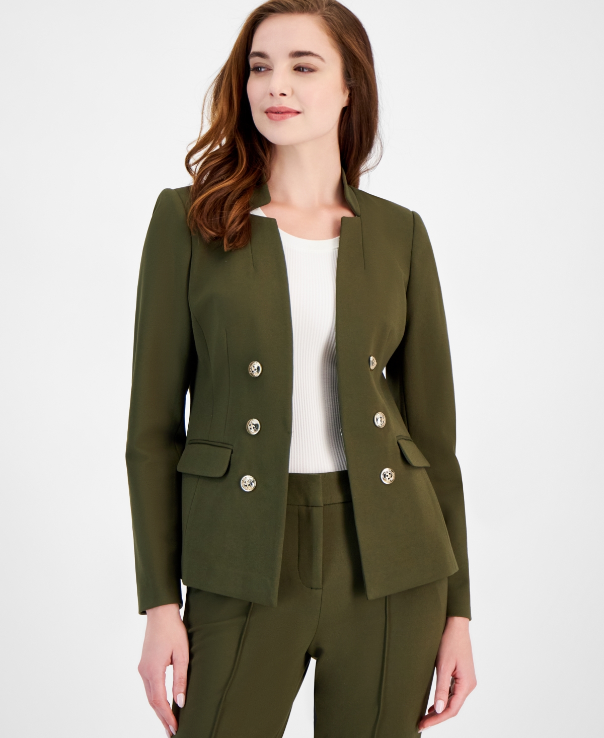 Tahari Asl Women's Ponte Faux Double-Breasted Jacket