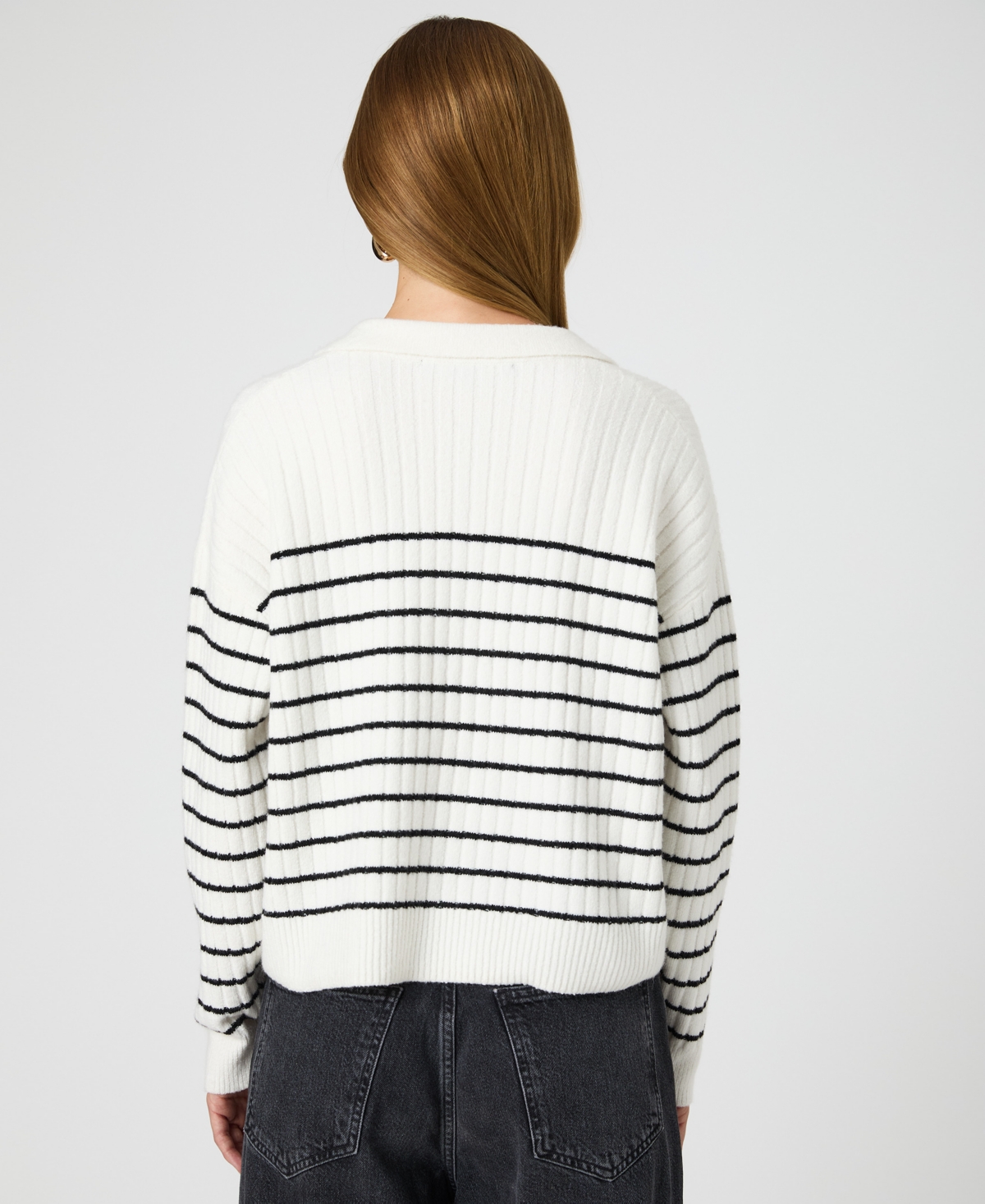 French Connection Vhari Collared Sweater In Winter White,black