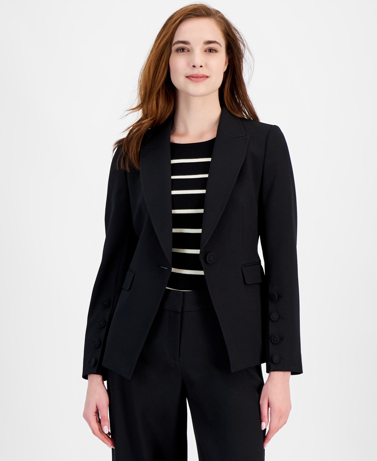 Women's Single-Button Peak-Lapel Blazer - Shocking P
