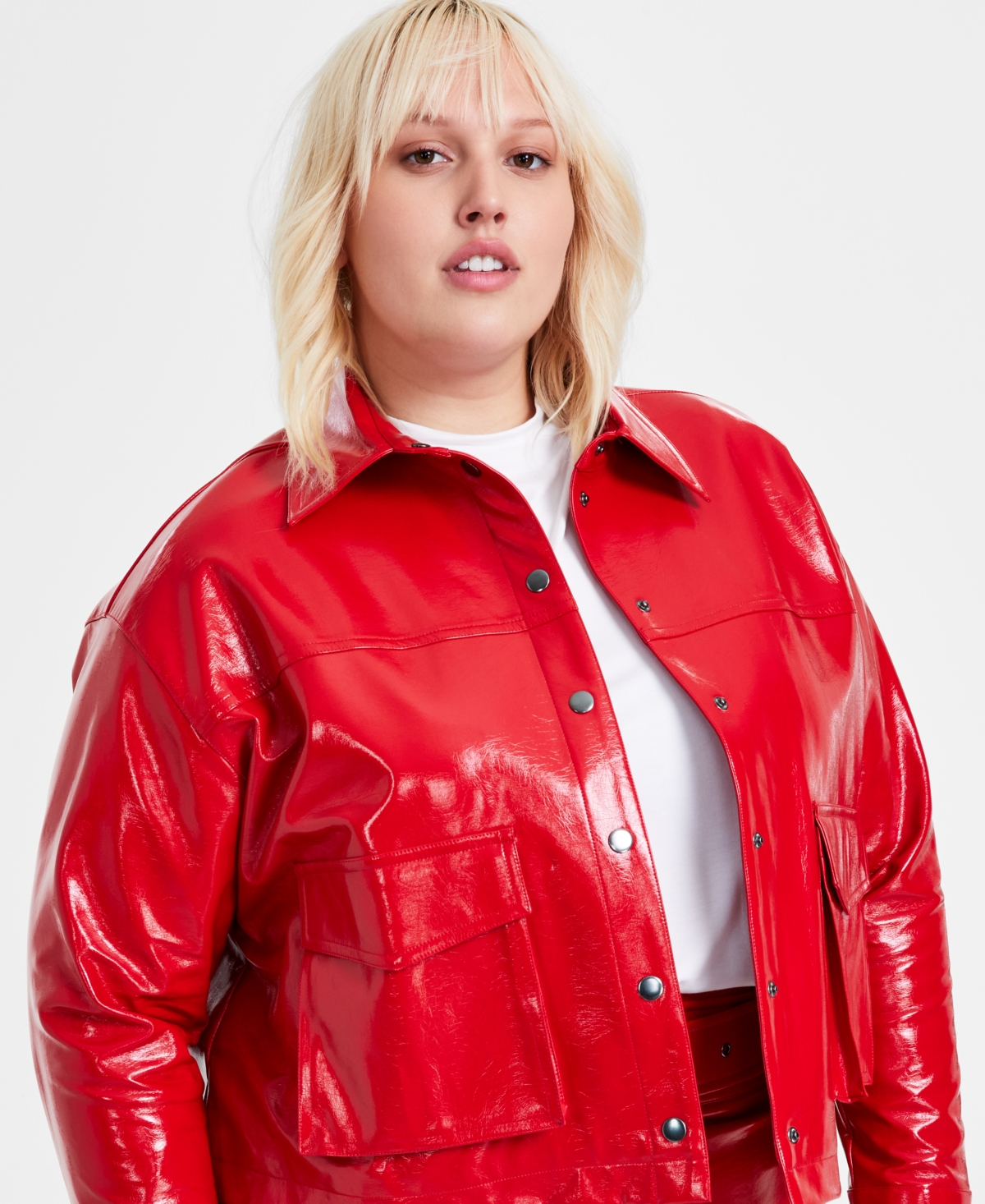 Macy's short leather jacket top