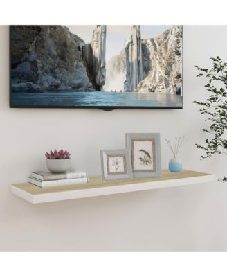 Floating Wall Shelf Oak and White 35.4"x9.3"x1.5" MDF