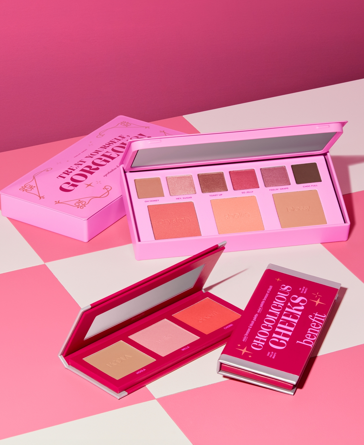 BENEFIT COSMETICS CHOCOLICIOUS CHEEKS MINI BRONZER & BLUSH PALETTE 