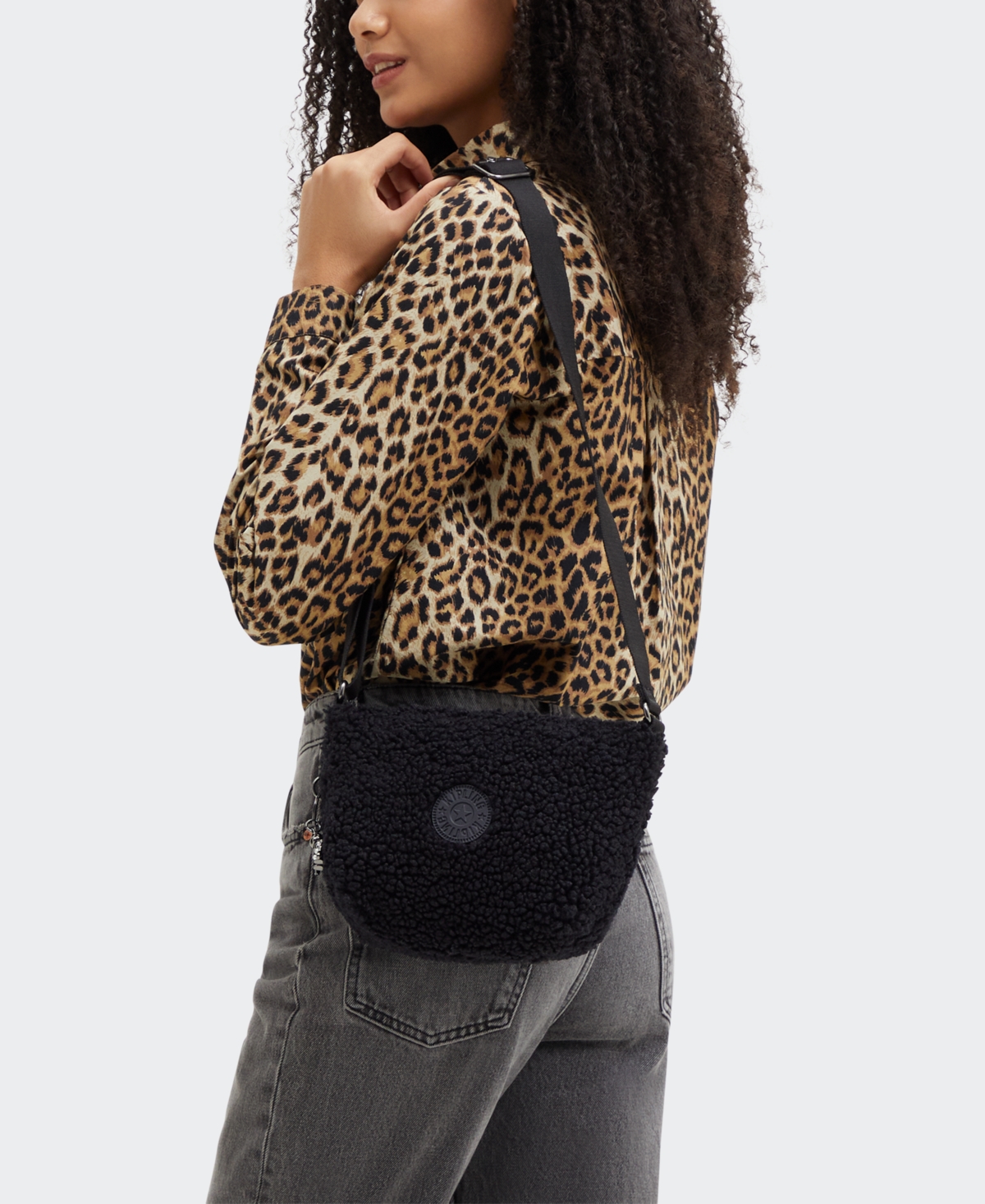 Kipling Ayna Crossbody Bag In Black Fuzz