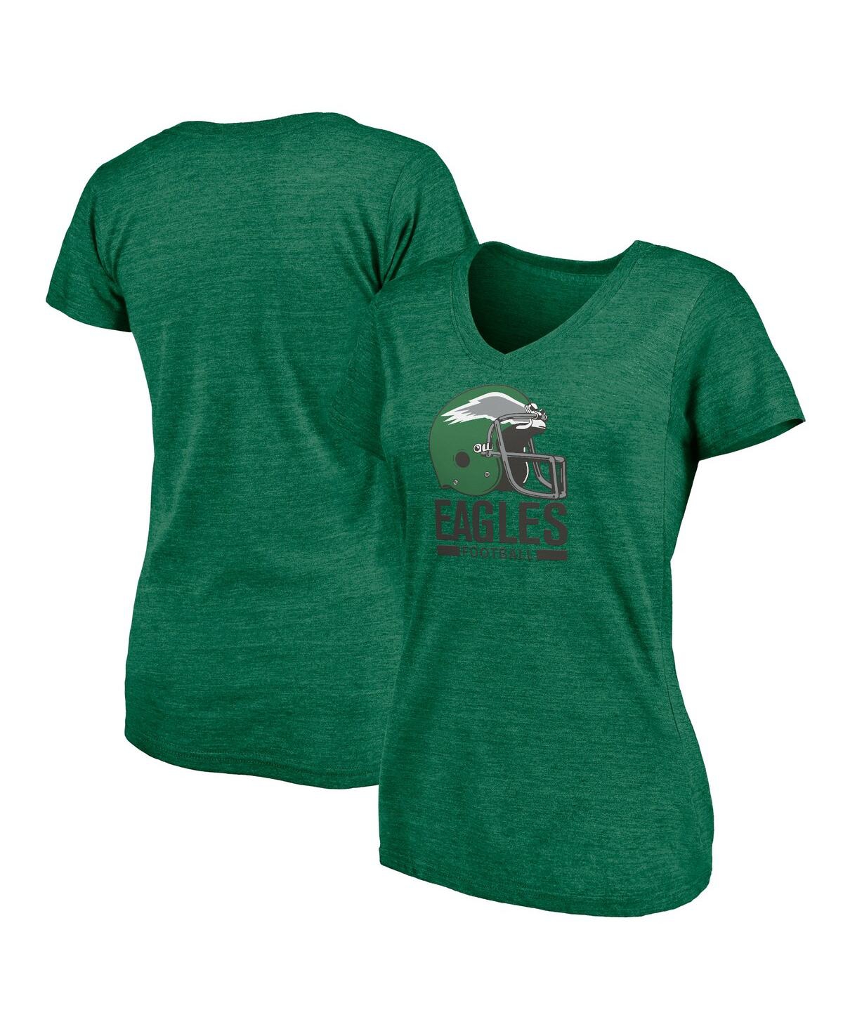Fanatics Women's Heather Kelly Green Philadelphia Eagles Gridiron Classics Weathered Vintage Helmet Tri-blend