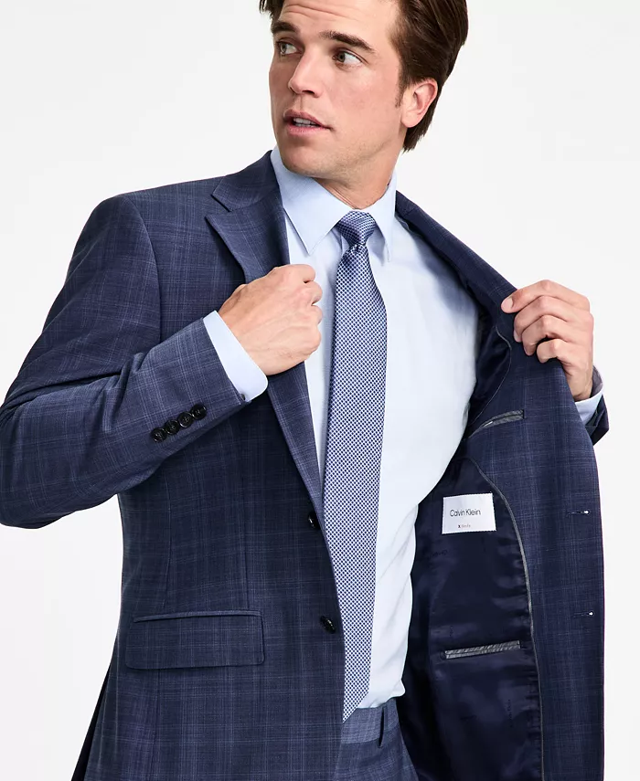 Men's Slim-Fit Wool-Blend Plaid Suit Jacket - thumbnail 2