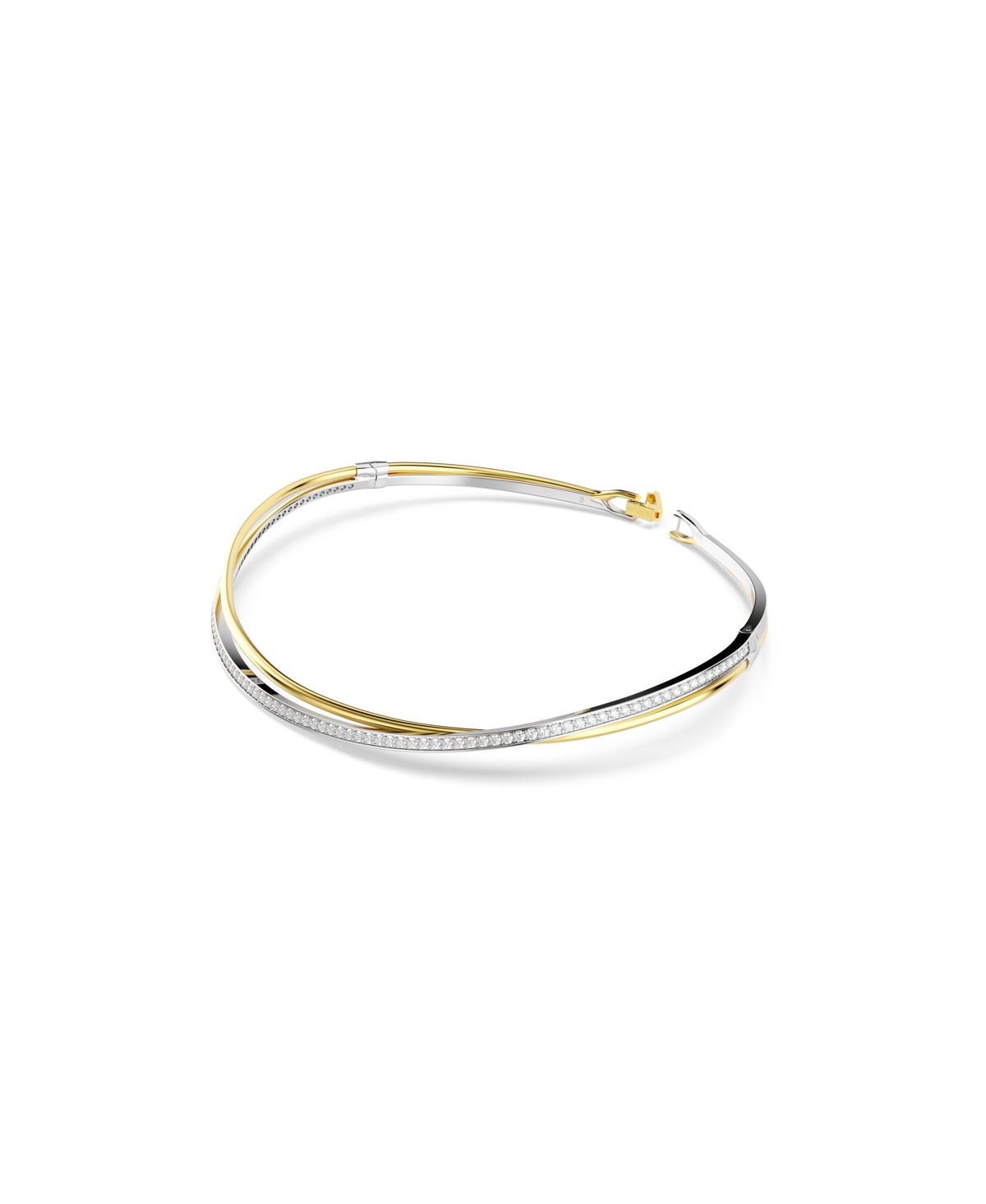 Swarovski Hyperbola Crystal Crossover Choker Necklace In Gold Tone & Rhodium Plated, 13.87 In Gold,silver