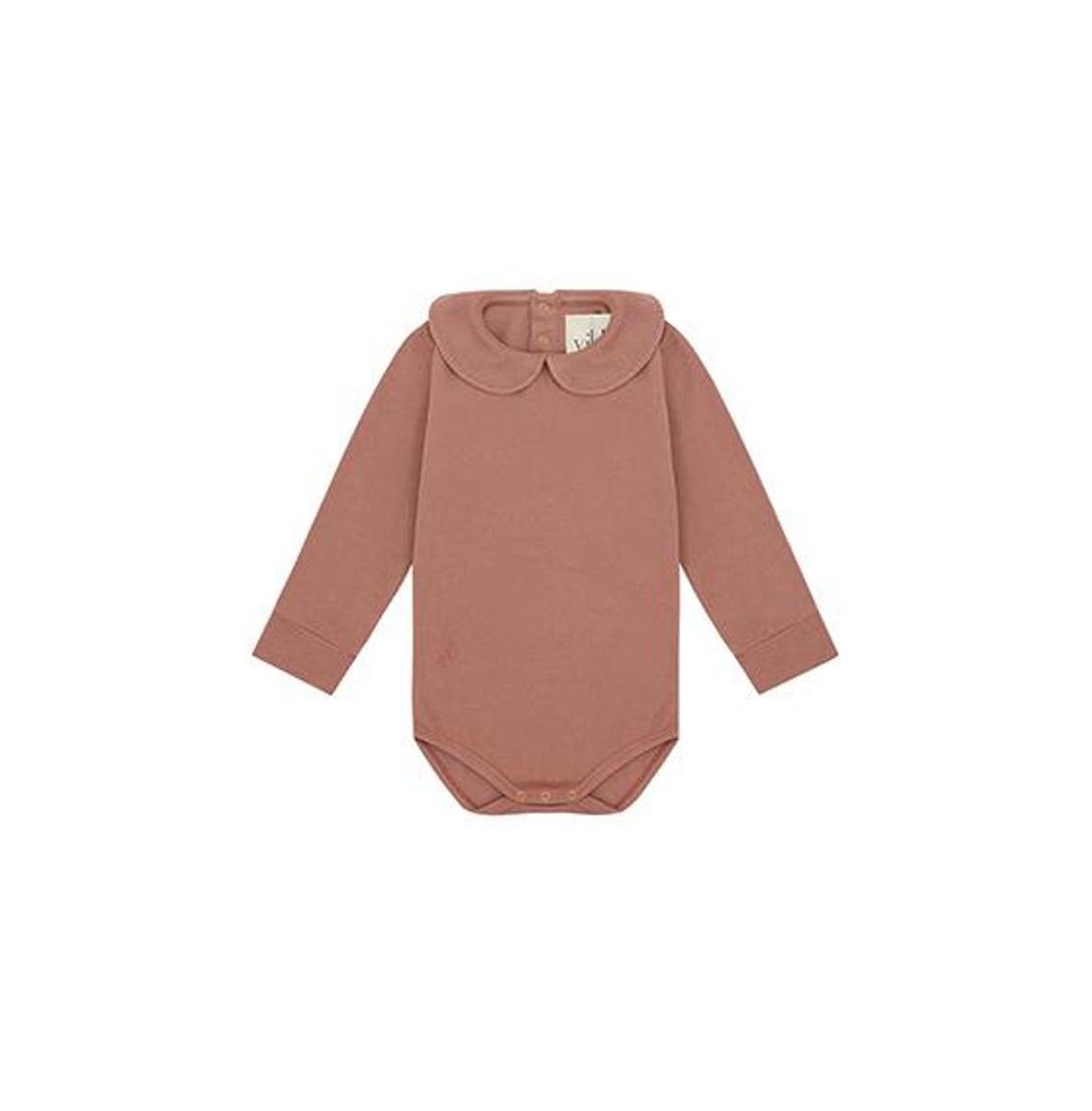 Vild House of Little Baby Ls Organic Cotton Collared Bodysuit - Pink clay - beetroot plant dye