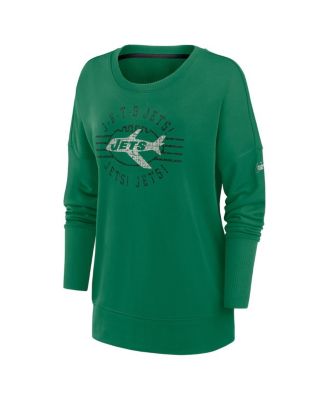 Women's Green New York Jets Rewind Playback Icon Performance Pullover Sweatshirt
