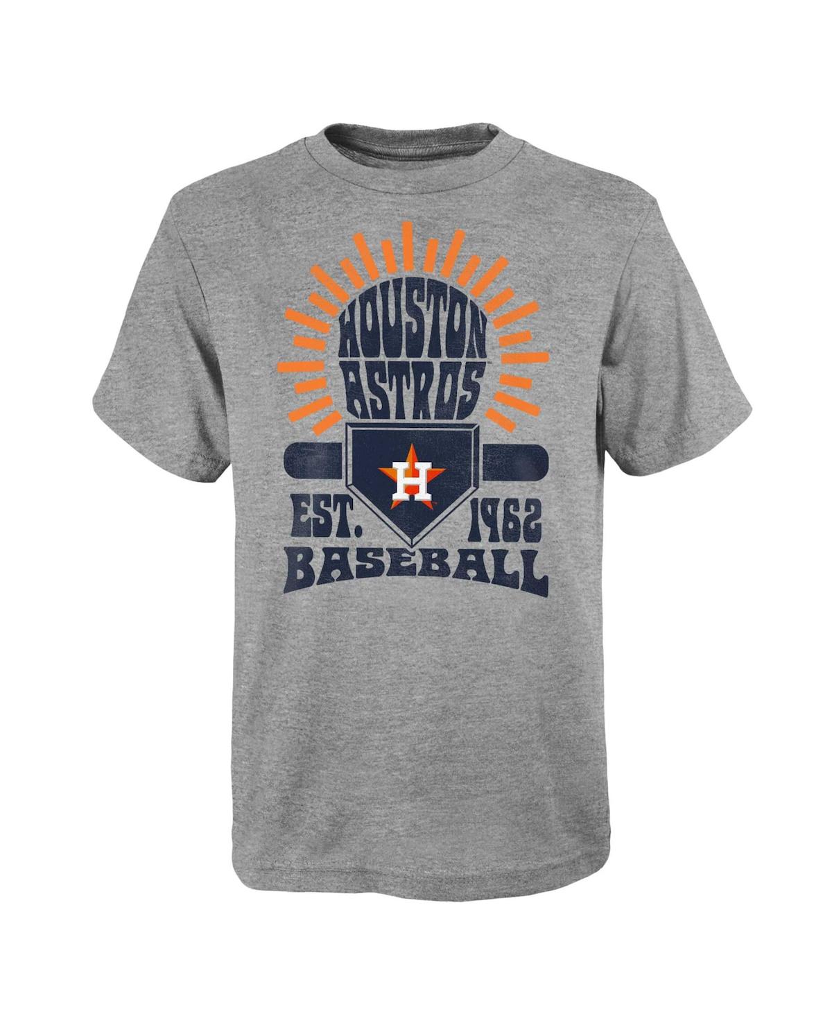 Outerstuff Big Boys And Girls Gray Houston Astros Sun Burst T-shirt In Gray