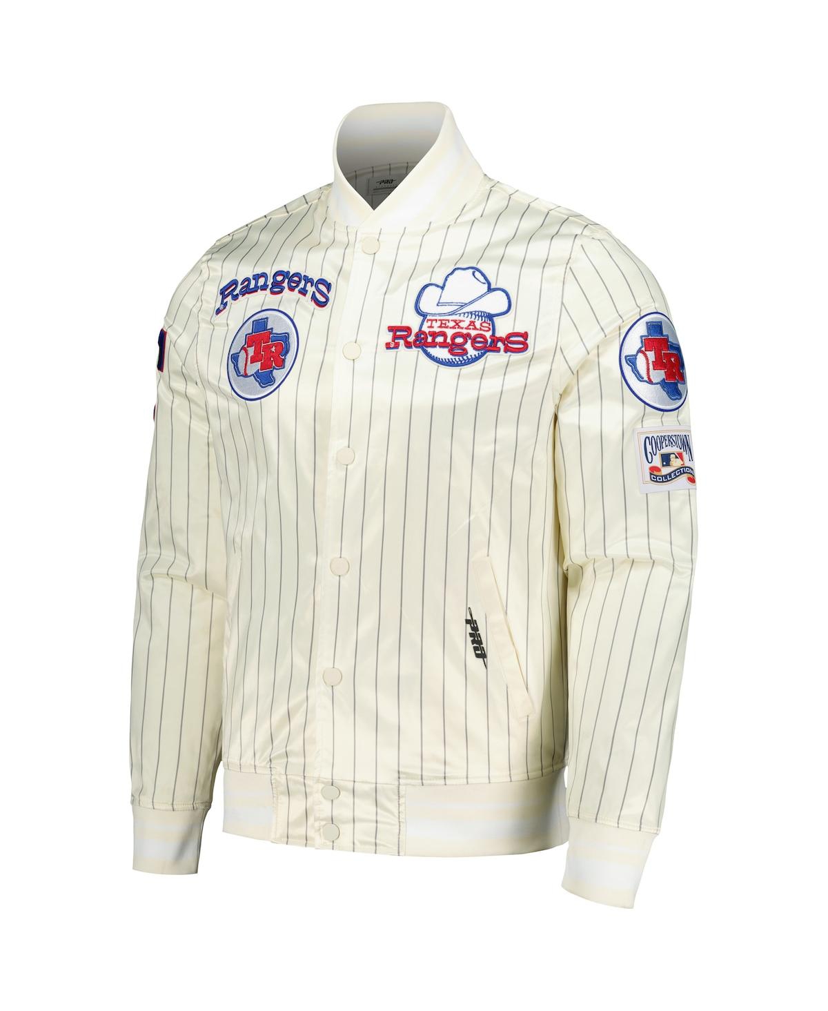 Pro Standard Men's Cream Texas Rangers Cooperstown Collection Pinstripe Retro Classic Satin Full-snap Jacket In Cream