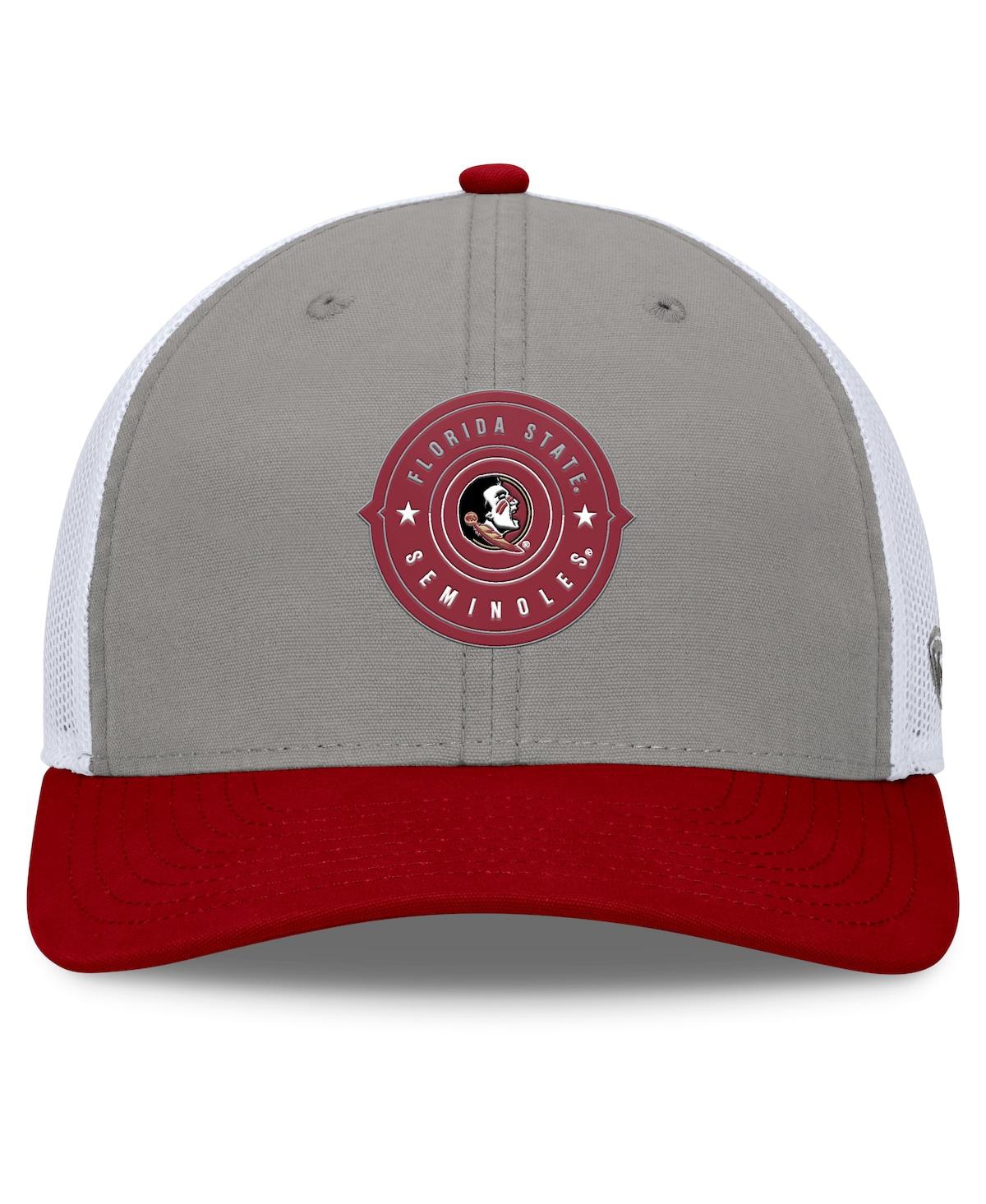 Top Of The World Men's Gray/garnet Florida State Seminoles Rob Trucker Adjustable Hat In Gray,garnet