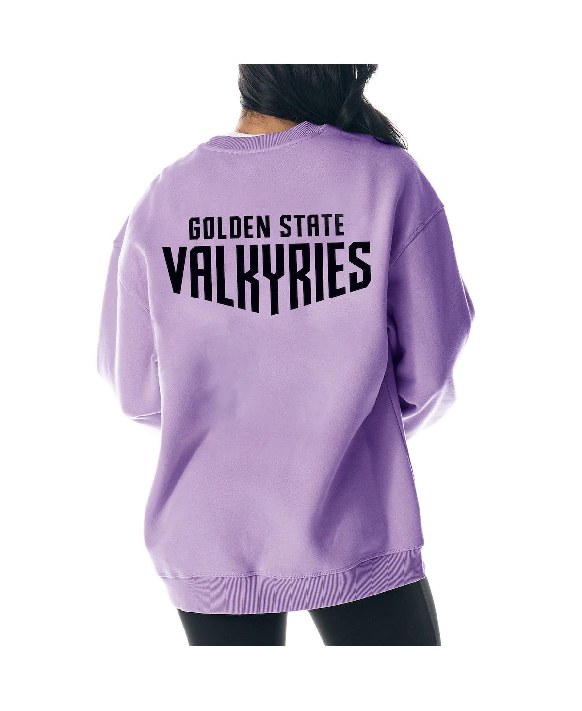 The Wild Collective Men's And Women's Violet Golden State Valkyries Dye Fleece Pullover Crew Sweatshirt In Violet