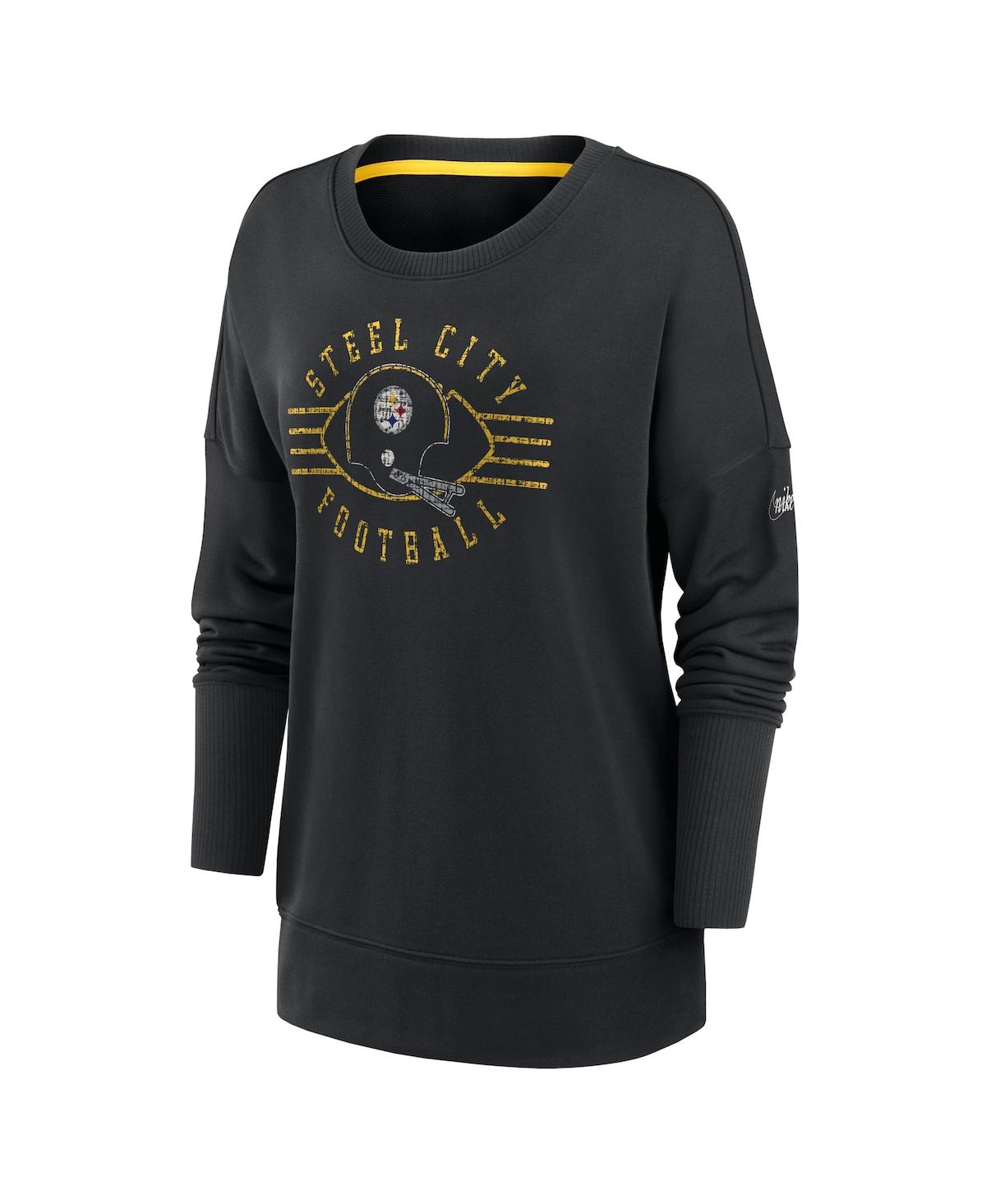 Nike Women'sPittsburgh Steelers Rewind Playback Icon Performance Pullover Sweatshirt - Black