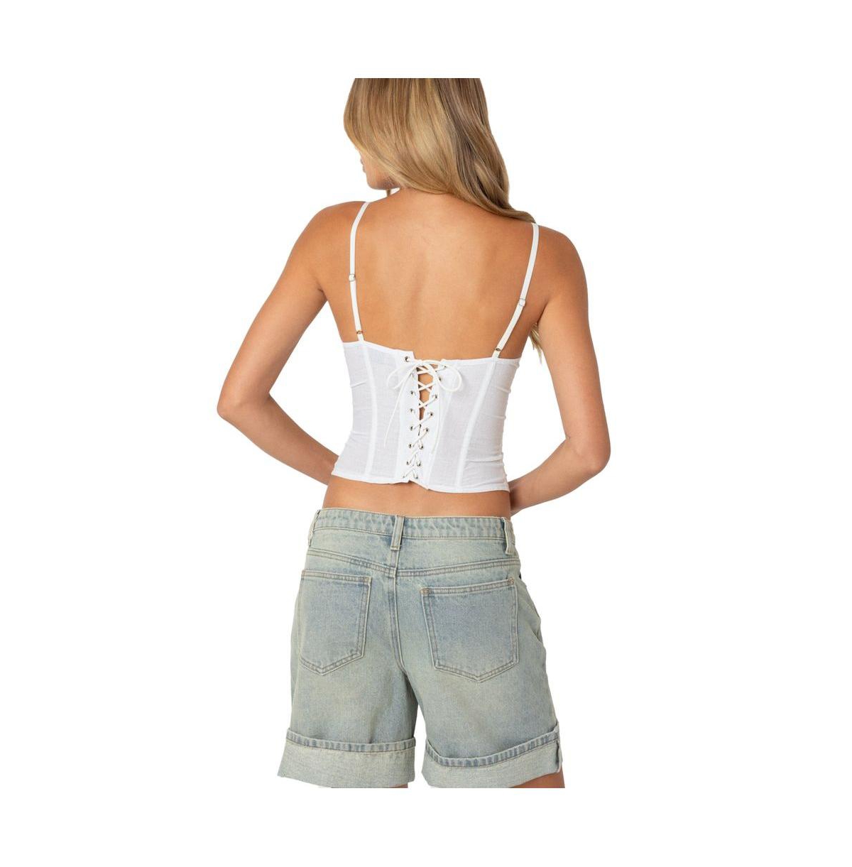 Edikted Women's Semi Sheer Linen Look Corset