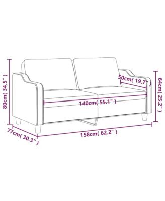 2-Seater Sofa Black 55.1" Fabric