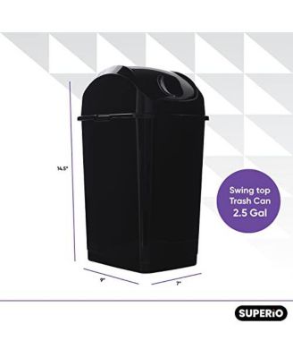 Small 2.5 Gallon Plastic Trash Can with Swing Top Lid