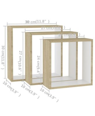 Wall Cube Shelves 3 pcs White and Sonoma Oak