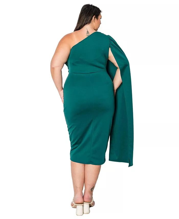 Plus Size Spade One Shoulder Cape Dress - thumbnail 6