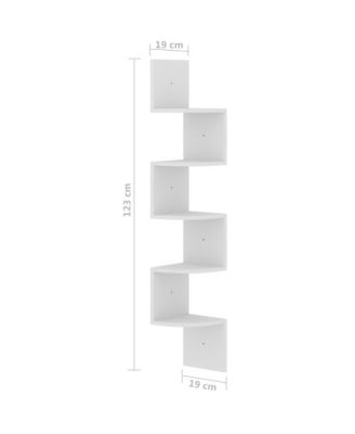 Wall Corner Shelf White 7.5"x7.5"x48.4" Engineered Wood